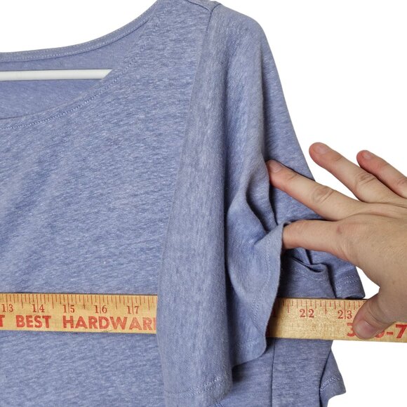Garnet Hill Womens Linen & Modal Blend‎ Flutter Sleeve Top S Blue Boxy Oversized - Picture 7 of 8
